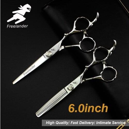 6.0"sale Silver Japanese Hair Scissors 440C Cheap Hairdressing Scissors Thinning Shears Hairdresser Shaver Haircut FM52037 Japan