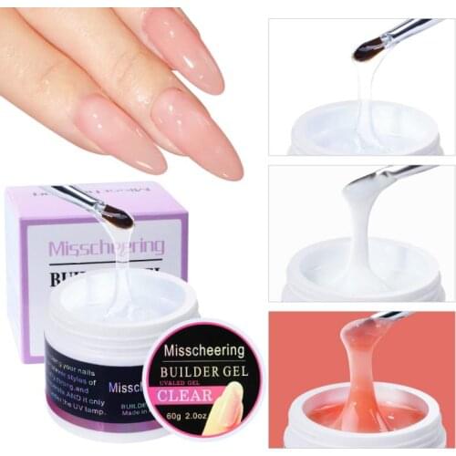 60ml Nail Extension Gel Acrylic Pink White Clear UV Quick Building Builder Gel Manicure Nail Finger Extension Tips Nail Art Tool
