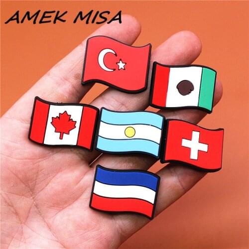 FreeShipping Crock Charms Accessories PVC Shoe Croc Buttons Sandals Charm Decoration Turkey Mexico Lsrael Netherlands Flag U217