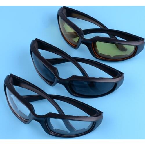 Beler 3 Pairs Yellow/Clear/Grey Motorcycle Goggles Sports Biker Riding Glasses Foam Padded Wind Resistant Windproof Sunglasses
