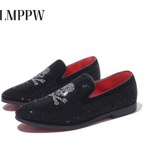 Big Size Brand Mens Loafers Luxury Shoes Rhinestone High Quality Casual Men Shoes Moccasins Slip on Mens Flats Pirate Shoes 1.8a