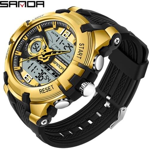 Sanda LED Digital Clock Military Shock Wrist Watches For Men 2021 Luxury Electronic Outdoor Sport Casual 5bar Waterproof Watch