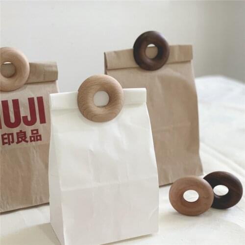 Wood Bag Clips Bag Sealer Cute Doughnut Shape Gadgets Inteligentes Snacks Food Clip Kitchen Storage Organization Kitchen Tools