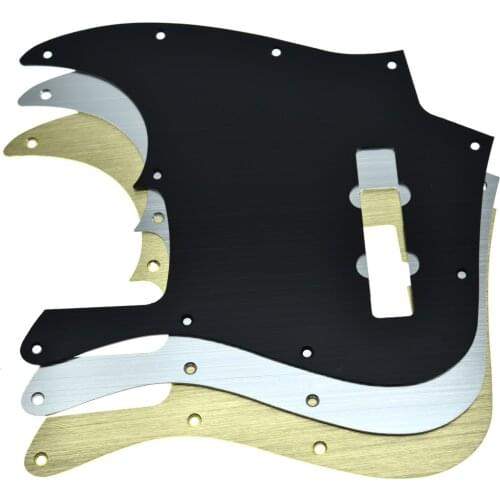 Dopro 10 Hole Modern-Style Metal Anodized Aluminium J Bass Pickguard Fits American Fender Jazz J Bass Silver