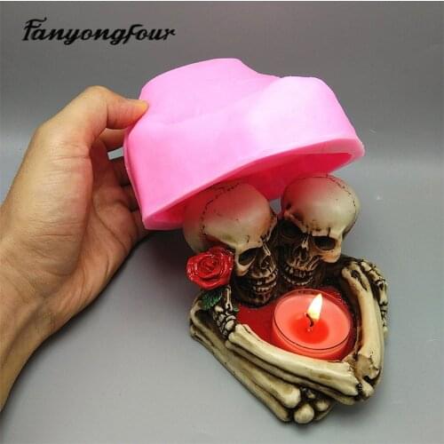 Candlestick Skull Silicone Mould Chocolate Gypsum Candle Resin Baking Mold