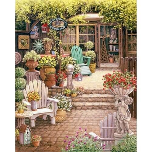 GATYZTORY 60x75cm Frameless Painting By Numbers Courtyard Landscape pictures by numbers DIY For Home Decoration Gift