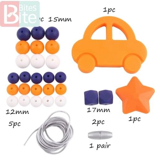 Bite Bites 1Set Baby Silicone Teether Rodent Orange Car Baby Teether Beads Nursing Bracelet Baby Handmade Teether Children Goods