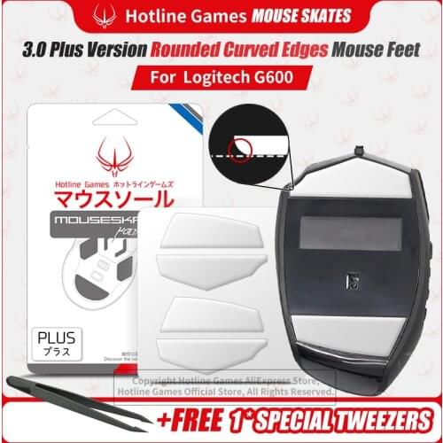 Hotline Games 3.0Plus Rounded Curved Edges Mouse Skates for Logitech G600 Gaming Mouse feet pad Replacement,0.7mm