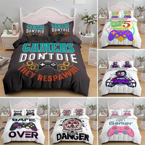 Gamepad Bedding Set for Boys Modern Gamer Comforter Cover Video Game Duvet Covers Kids Colorful Action Buttons Printed
