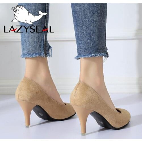 LazySeal 2020 Spring Autumn High Heels Pumps Shoes Women Thin Stiletto Flock Female Basic Sandals Sandals Femme Sexy Pumps