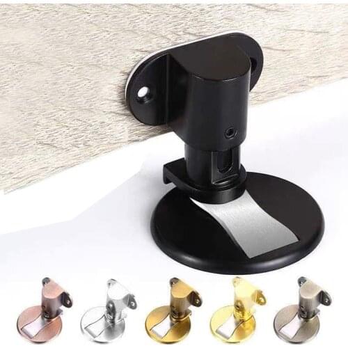 Height-Adjustable Magnetic Door Stopper No Need Drill with 3M Adhesive Stainless Steel Floor Doors Catch Invisible Door Holder