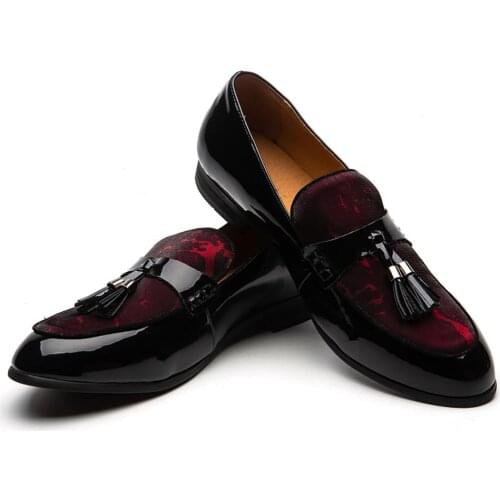 MEIJIANA Brand Fashion Soft Artificial Leather Breathable Mens Shoes Slip-on Mocassins Red Tassel Genuine Leather Men Loafers