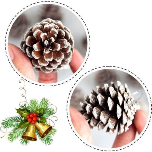 6pcs/bag 5cm Mini Wooden Natural Pine Cone Hanging Decorations Xmas Pine Pendents Christmas Tree Holiday Party Ornaments Decor