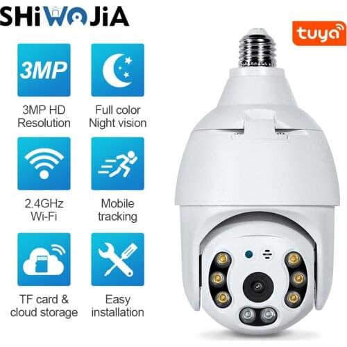 SHIWOJIA Mini TUYA Camera 3MP HD 360 Degree Light Wireless Panoramic Security WiFi CCTV IP Camera Smart Home Goole Home or Alexa
