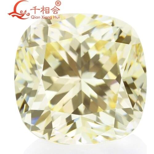MN yellowish white color cushion shape for cubic zirconia loose CZ stone made by Qianxiang Hui 10pcs per bag