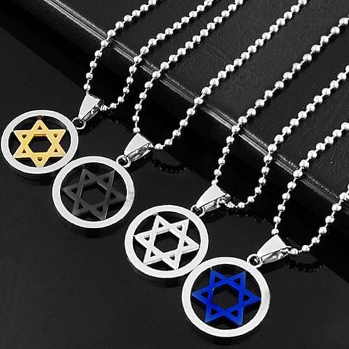 Unisex Fashion Stainless Steel Pendant Jewish Star of David Necklace Jewelry Gift