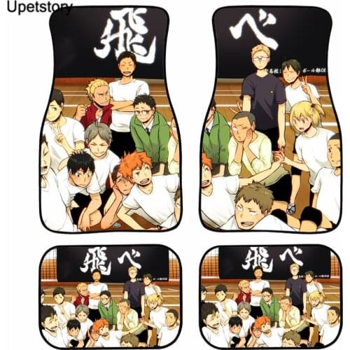 Upetstory Fashion Car Interior Decoration Durable Flannel Front Foot Mats Anime Haikyuu 4 Pcs Car Cartoon Carpet 2020 New