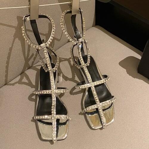 Fashion Sandals Women Sexy Crystal Cup Heels Bling Bling Sequin Strappy Summer Dress Party Wedding Shoes Woman Zapatos De Mujer