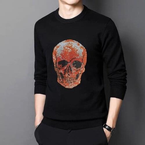 Mens Sweaters Suitable For Winter Pullovers Casual Fashion Black Wool Hot Drill Skulls Everyday Street Youth Ladies Unisex Tops