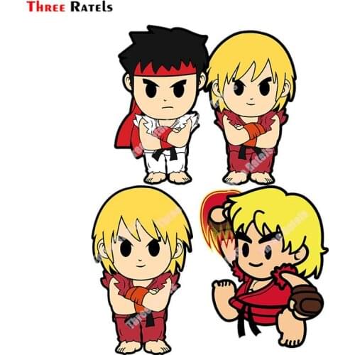 Three Ratels B456 Anime Game Chibi Ken Fighter Stickers For Motorcycle Car Accessory Decor Decals Anti Scratch Film