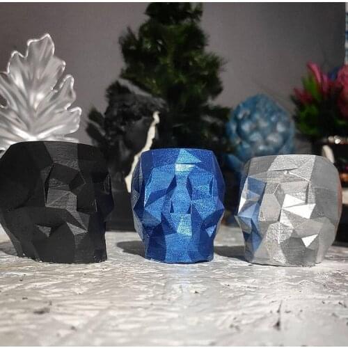 2021 Decorative New Model Skull Candle Holder Three Different Colors Geometric Design Polyester Material Декор