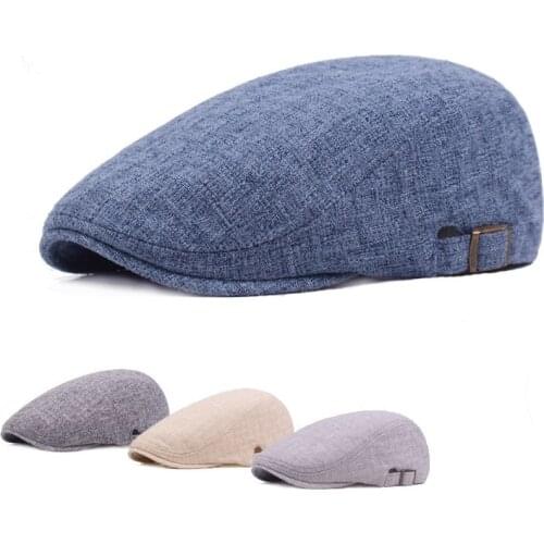 Solid Color Cotton Linen Berets Men Women Fashion Street Newsboy Ivy Caps Casual Flat Driving Golf Cabbie Cap Outdoor Travel Hat