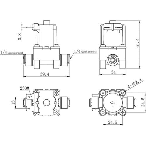 Plastic Solenoid Valve 220V 1/4" Hose Pipe Quick Connection Water Purifier Drinking Fountain Pressure Controller Switch