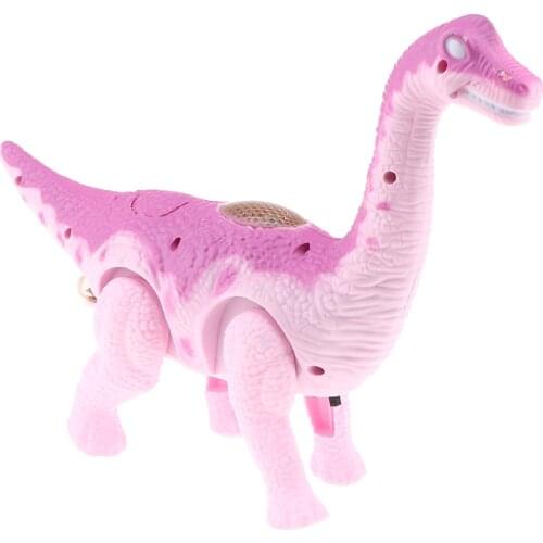 Plastic Battery Powered Walking Dinosaur Figure Model with Lights & Sounds Brachiosaurus Purple