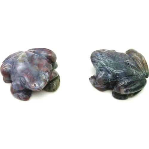 Drop Shipping 1PC Natural Ocean Jasper Carved Crystal Animals Frog Quartz Figurine Healing Crystal Natural Stones and Crystals