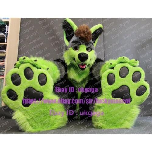 3-D Eyes Fursuit Fullsuit Fluorescent Green Huksy Dog Costumes Full Furry Furries Anime Legs Teen Costumes Child Full Furry Suit