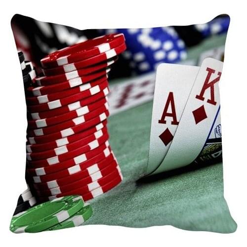Scattered Poker Gambling Photo Chips Throw Pillow Square Cover