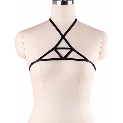Sexy Wear Black Body Harness Belt Adjustable Criss Cross Bondage Harness Lingerie Women Fetish Wear Cage Bralette DO0566