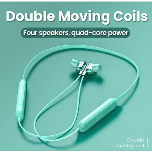 H80 Dual Drive Stereo Bluetooth 5.0 Sport Earphone Wireless Headphones With Mic 15H Play Time Neckband for Phone Sport