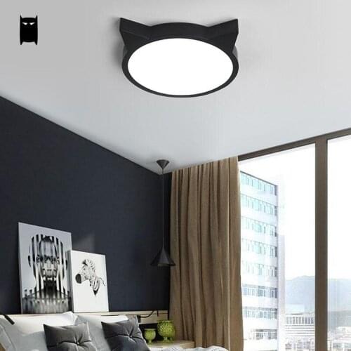 LED White Black Iron Acrylic Cat Ceiling Light Fixture Modern Nordic Simple Creative Plafon Surface Mounted Lamp Design Bedroom