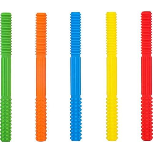 Hollow Teething Tubes Soft Silicone Teething Toys for Babies BPA Free Different Textures for Kids Autism Speech Tool Therapy toy