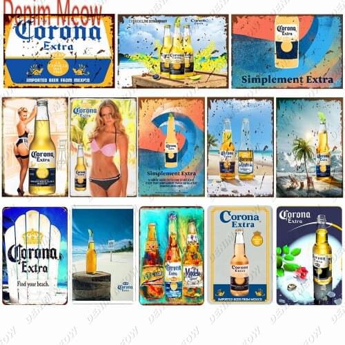 Vintage Beer Metal Sign Sexy Lady Corona Extra Wall Decoration Art Painting Poster Bar Club Casino Decoration Home Decor WY63