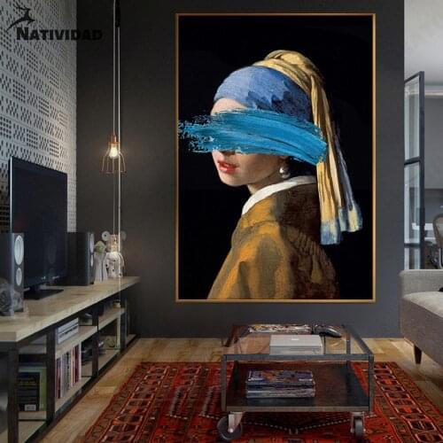 World Famous Oil Painting Transformation Canvas Painting Graffiti Girl Wall Poster Art Character Mural Living Room Home Decor