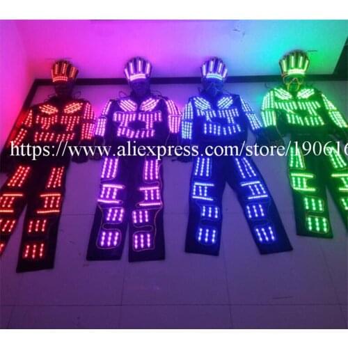 RGB Colorful led Robot Suit EL Cold Wire Super Bright Light Party Costume With Party Mask Luminous Stage Performance Dance Wear