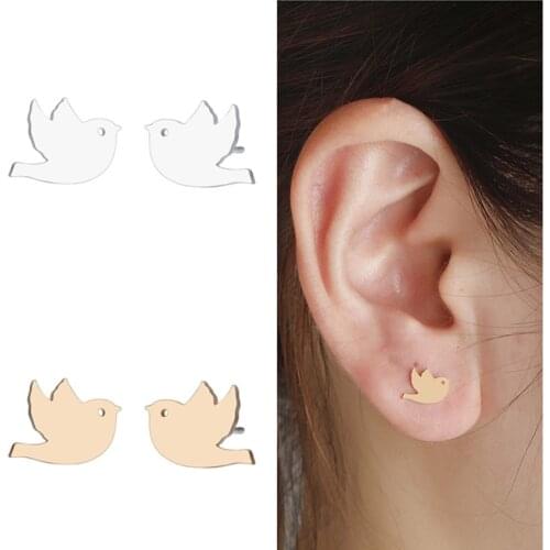 Kinitial Fashion Charm Animal Earing Tiny Flying Bird Stud Earring for Women Kids Party Birthday Bijoux Boho Earring oorbellen