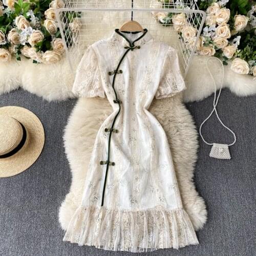 Womens Spring Summer Runway Fashion Short Sleeve Fail Tail Lace Dress Female Travel Chic Party Dress TB1789