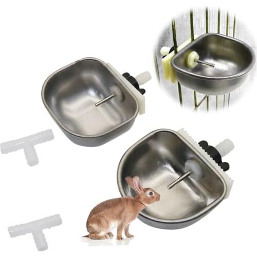 1Pc Rabbit Feeder Bowl Stainless Steel Anti-Bite Drinking Waterer Bowl Automatic Drinking Cups Bunny Breeding Equipments