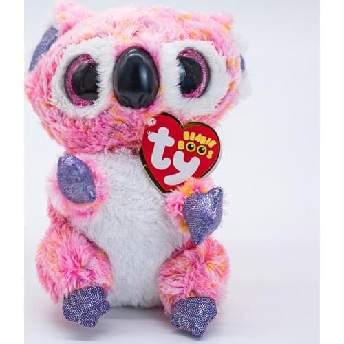 15CM Ty Beanie Big Eyes Super Cute Pink Koala Plush Toy Stuffed Animal Doll Collection Festival Birthday Gift for Boys and Girls