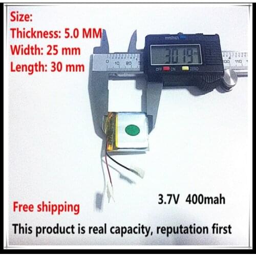 502530 factory wholesale 3.7v 400mah mini rechargeable li-ion battery for medical device