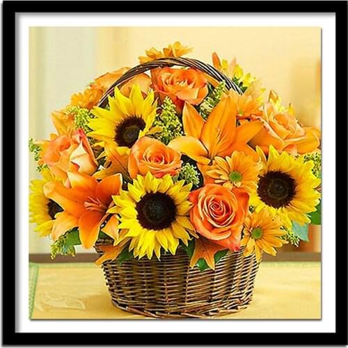 5D DIY Diamond Painting Sunflowers Handicraft Craft Full Square Rhinestone Diamond Embroidery Floral Wall Decor
