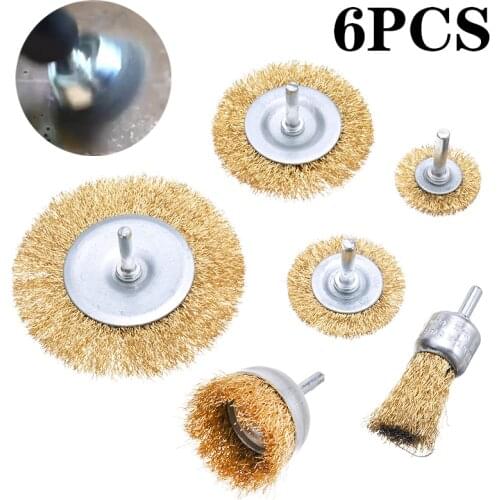 6pcs Steel Grinding Wire Brushes 30-95mm Grinding Polishing Brushes Disc With Handle Universal For Drills Cordless Screwdriver