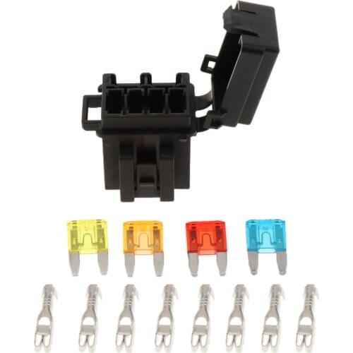 Automotive 4 Way Fuse Holder Box + 1 Relay Socket For Truck/SUV/Trailer/RV