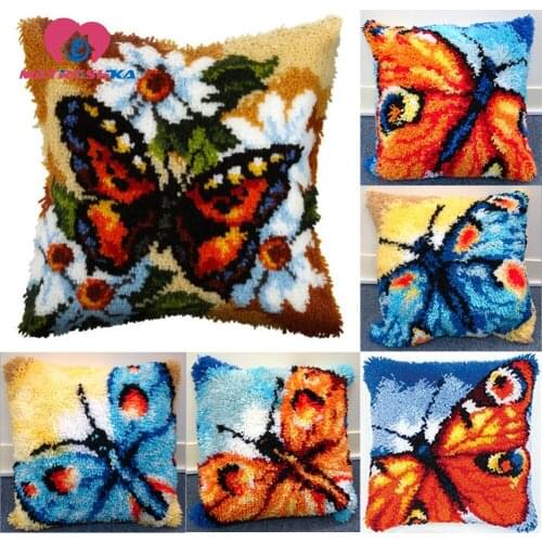 Butterfly Flowers pillow cross stitch latch hook rug carpet embroidery cushions do it yourself Foamiran for crafts home decor