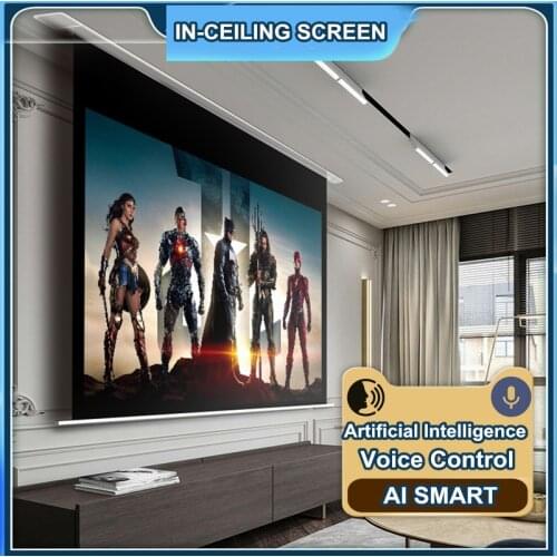 CRH-A 16:9 Professional descender Recessed In Ceiling Electric Motorized Projection Screen fiber glass matte white 1.2 gain