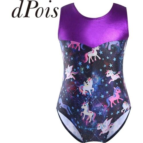 Kids Dancewear Girls Sleeveless Scales Printed Splice Ballet Gymnastics Leotard Jumpsuit Dance Costume Gymnastic Bodysuits