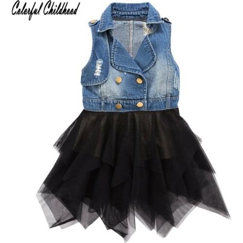 Baby Kids Dresses For Girls Casual Neutral Style Infant Toddler Sleeveless Denim Top tutu Dress Children Clothes vestidos 2-8t